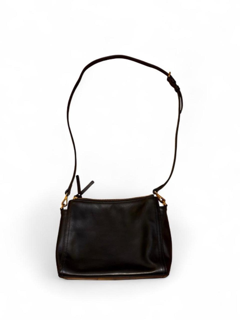 Quince Italian Leather Triple Compartment Crossbody in Black